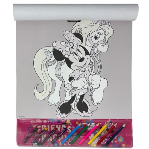 Libro da Colorare Marvel Disney per Bambini Album Maxi 40,5x35 cm con Pastelli Matite Stickers e Fogli Magici Idea Regalo Creativa (Minnie)