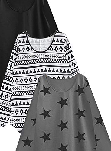 Image of A.T.U.N. (ALL THINGS UBER NICE) Womens Printed Cotton Long Sleeve Regular T-Shirt (Pack of 3)