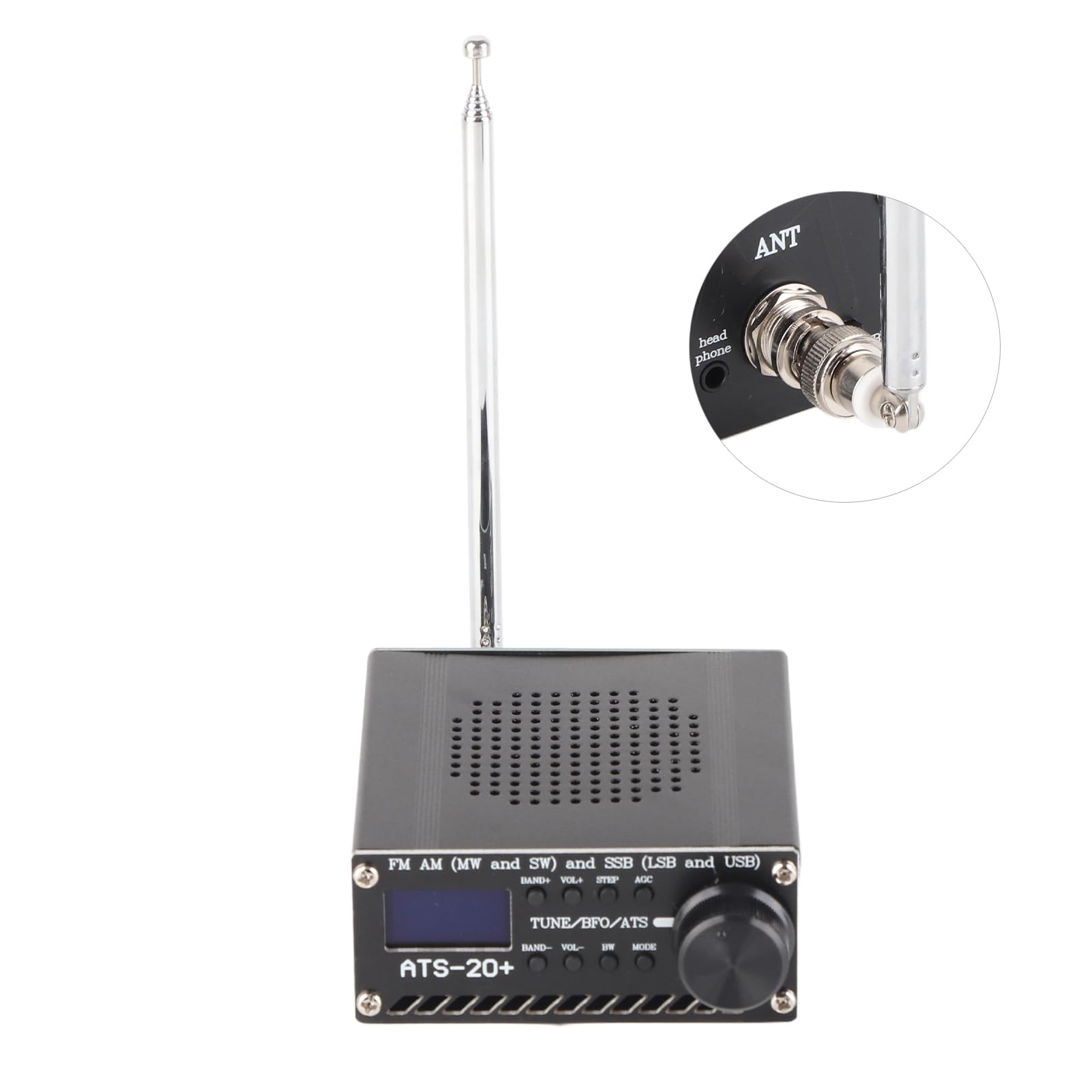 SI4735-RDS-ALL-OLED, Receptor, Carga USB, Am LW MW SW SSB, Long Service Life, Antenna BNC, Altavoz 1W (con) Batería de Litio de 3.6V, para Salida de Audio
