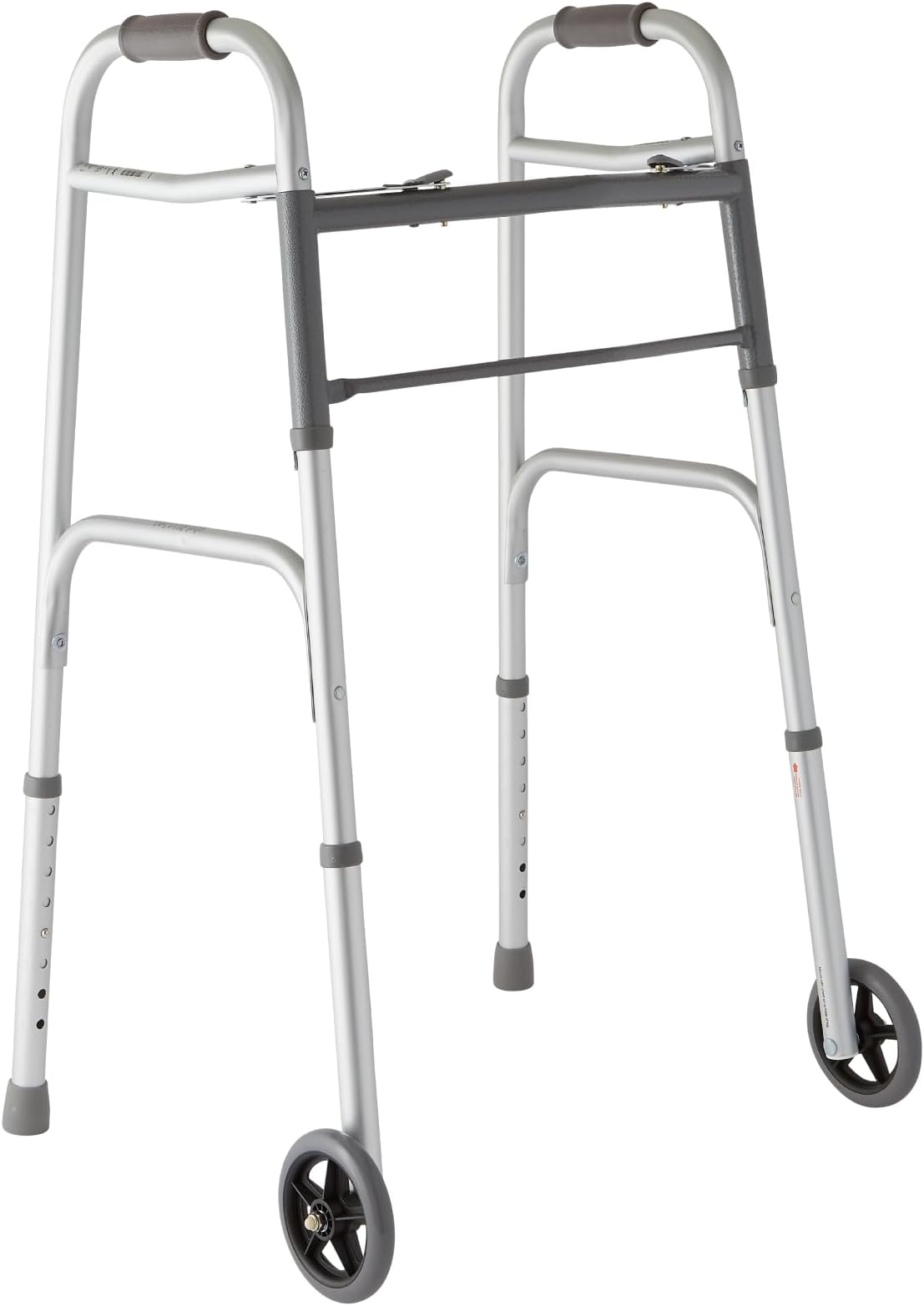 Medline Lightweight Folding Walker with 5” Wheels, Aluminum