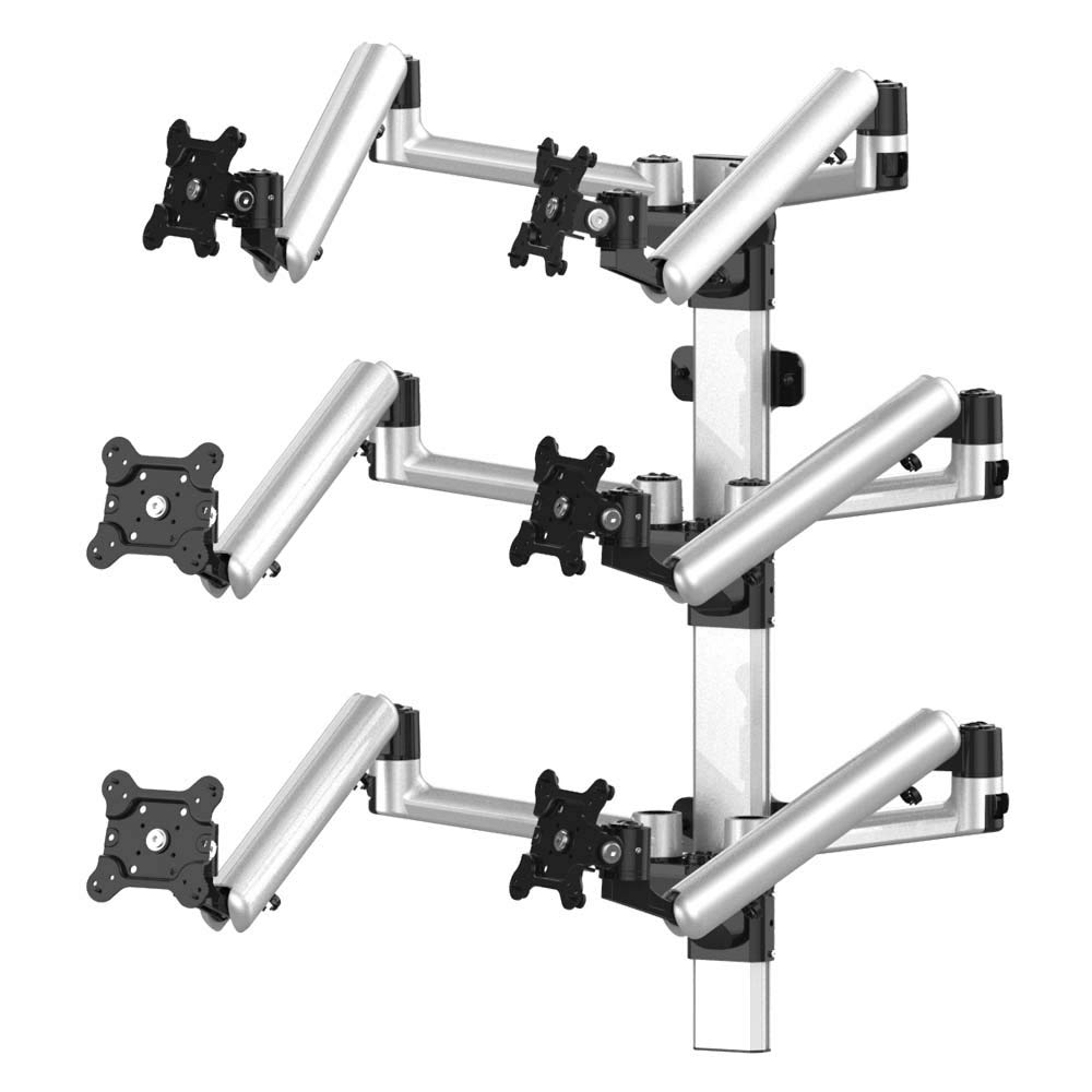 Continews Adjustable Spring Arm Flat Panel Six Monitor Wall Mount