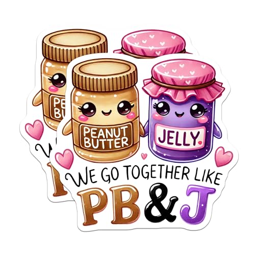 (2 Pack) Peanut Butter Jelly Stickers - Cute Food Duo