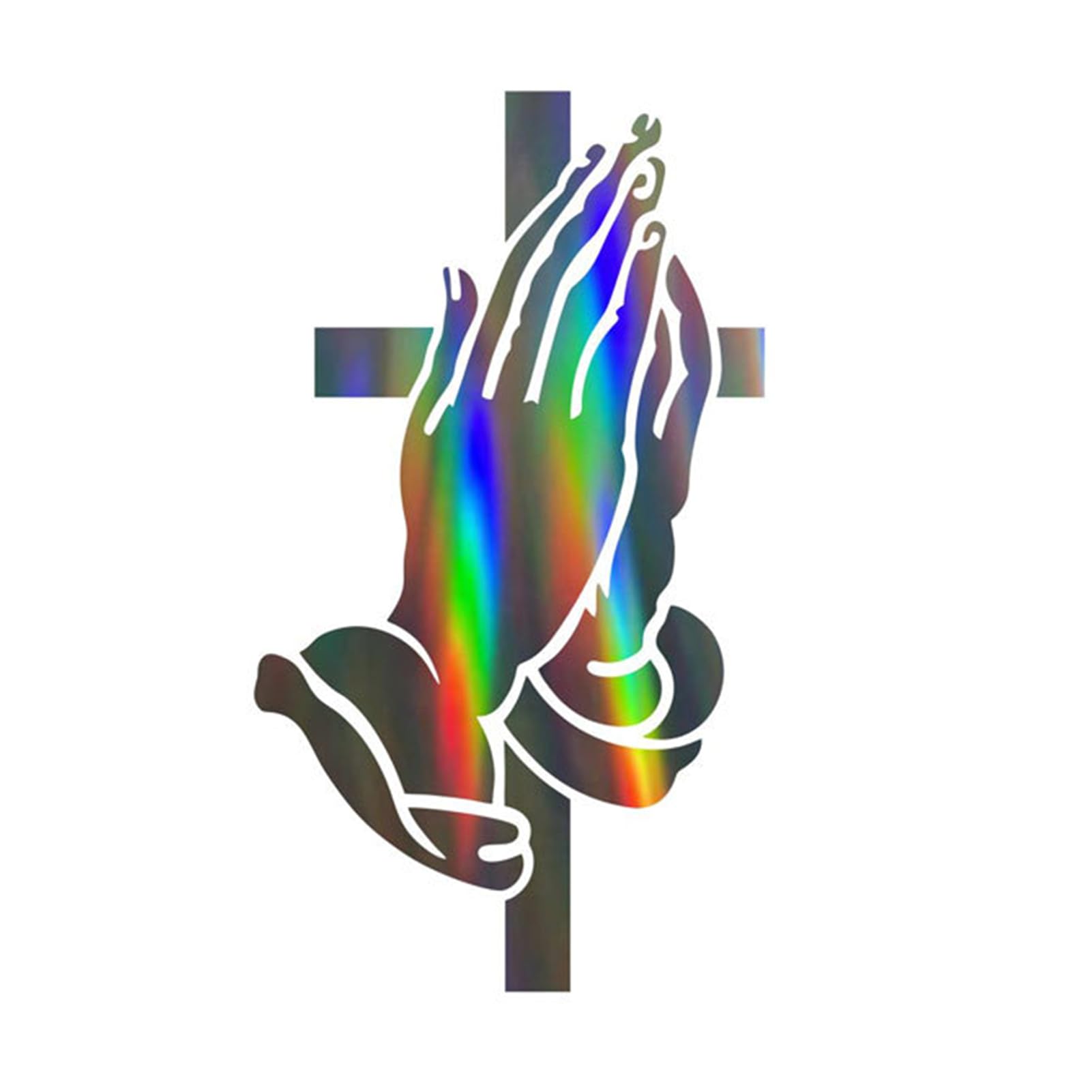 matumou Praying Hands Religious Vinyl Decal for Car Rear Window Gradient Crucifix Sticker for SUV Truck Sunproof Car Decals for