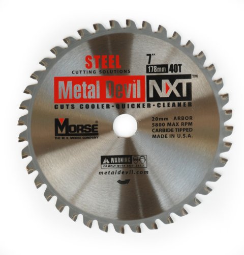 MK Morse CSM740NSC Metal Devil NXT Circular Saw Blade, 7-Inch Diameter, 40 Teeth, 20mm Arbor, for Steel Cutting, multi #1