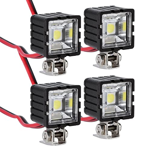 INJORA RC Scheinwerfer RC LED Beleuchtung RC Zubehör für 1:10 RC Crawler Axial TRX4 TRX6 SCX10 90046 Wraith RR10 MST Redcat (Quadratisch)