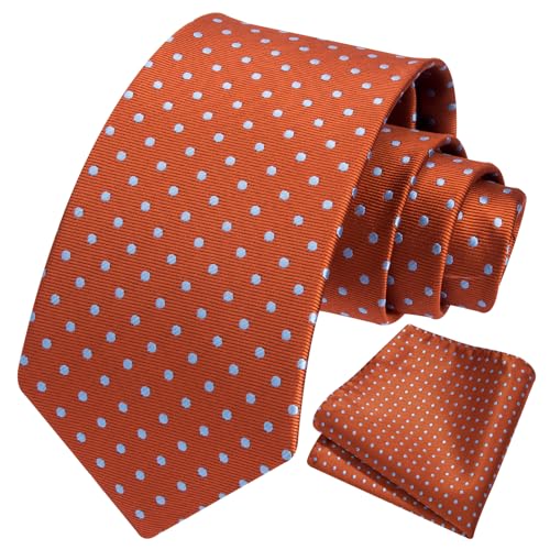Image of HISDERN Polka Dot Ties for Men Classic Silk Ties and Pocket Square Formal Business Necktie Handkerchief Wedding Party