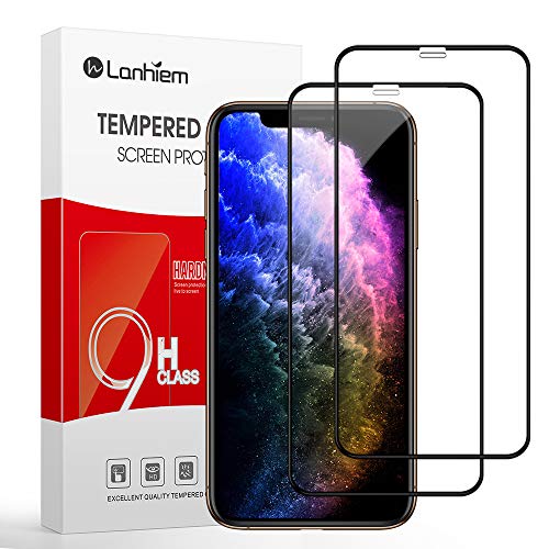 Lanhiem [2 pièces] Verre Trempé iPhone 11 Pro/iPhone XS/X, [Couverture Complète] [sans Bulles] [9H Dureté] [Garantie à Vie] Film Protection écran Anti-Rayures pour iPhone XS/X 5.8 Pouces, Noir
