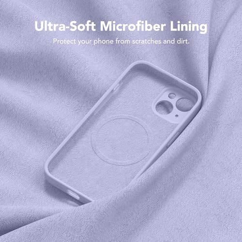 Image of Magnetic for iPhone 15 Case, Compatible with MagSafe, [Screen Protector + Full Camera Protection], Silicone Shockproof Anti-Scratch Protective Phone Case for iPhone 15 6.1 inch, Lilac