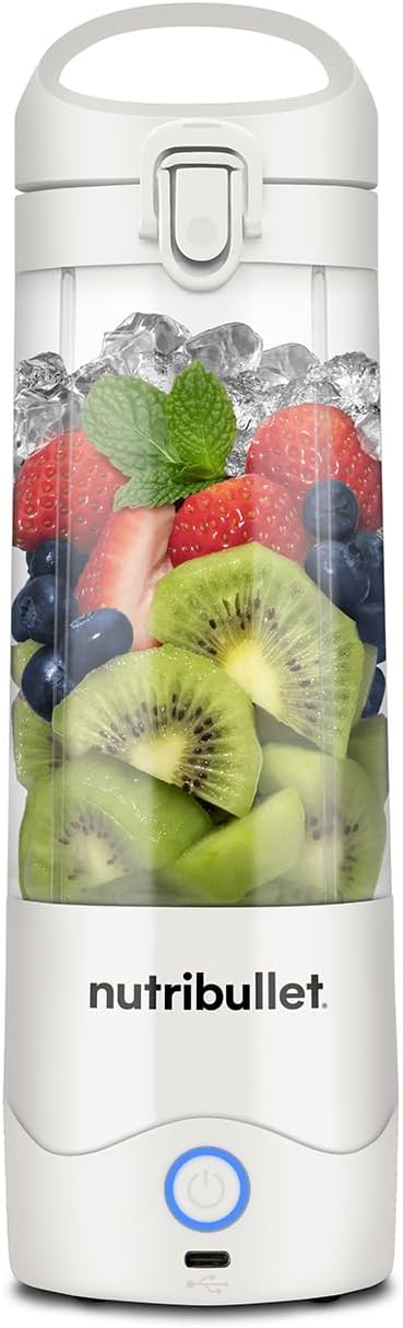 nutribullet Portable Blender in White – Powerful Extractor Blade, 475ml Cup, To-Go Lid, USB-C Charging Cable & User Guide – Delivers 15+ Blending Cycles – Healthy Shakes On The Move