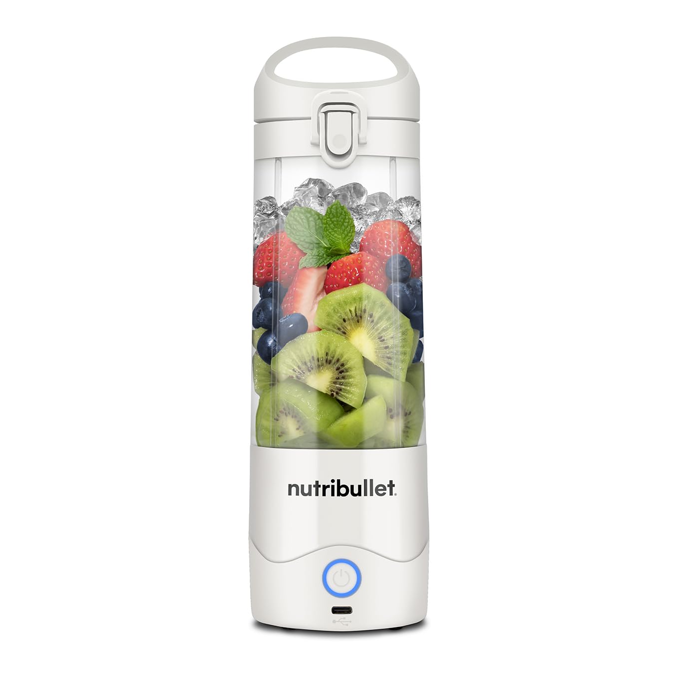 nutribullet Portable Blender in White - Powerful Extractor Blade, 475ml Cup, To-Go Lid, USB-C Charging Cable & User Guide - Delivers 15+ Blending Cycles - Healthy Shakes On The Move