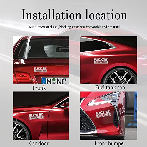 Fuck It Edition Emblem, Car Exterior Emblems Badge 3D Sticker Decal, Fuck-It Edition Emblem 3D Fender Badge Decal, 3D Fender Badge Decal Car Truck Replacement, Fit For All Cars (Sliver Red) #TOP5