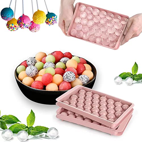 Theuwnee® 2 Pcs Bac à Glaçons Rond en Silikon, Moules à Glaçons Plateaux de Glaçons en MINI Boule, Boule de Glace pour Congélateur, 2 Modèle x 66pcs Glaçons Cocktail, Adapté au Seau à Glace,Whisky