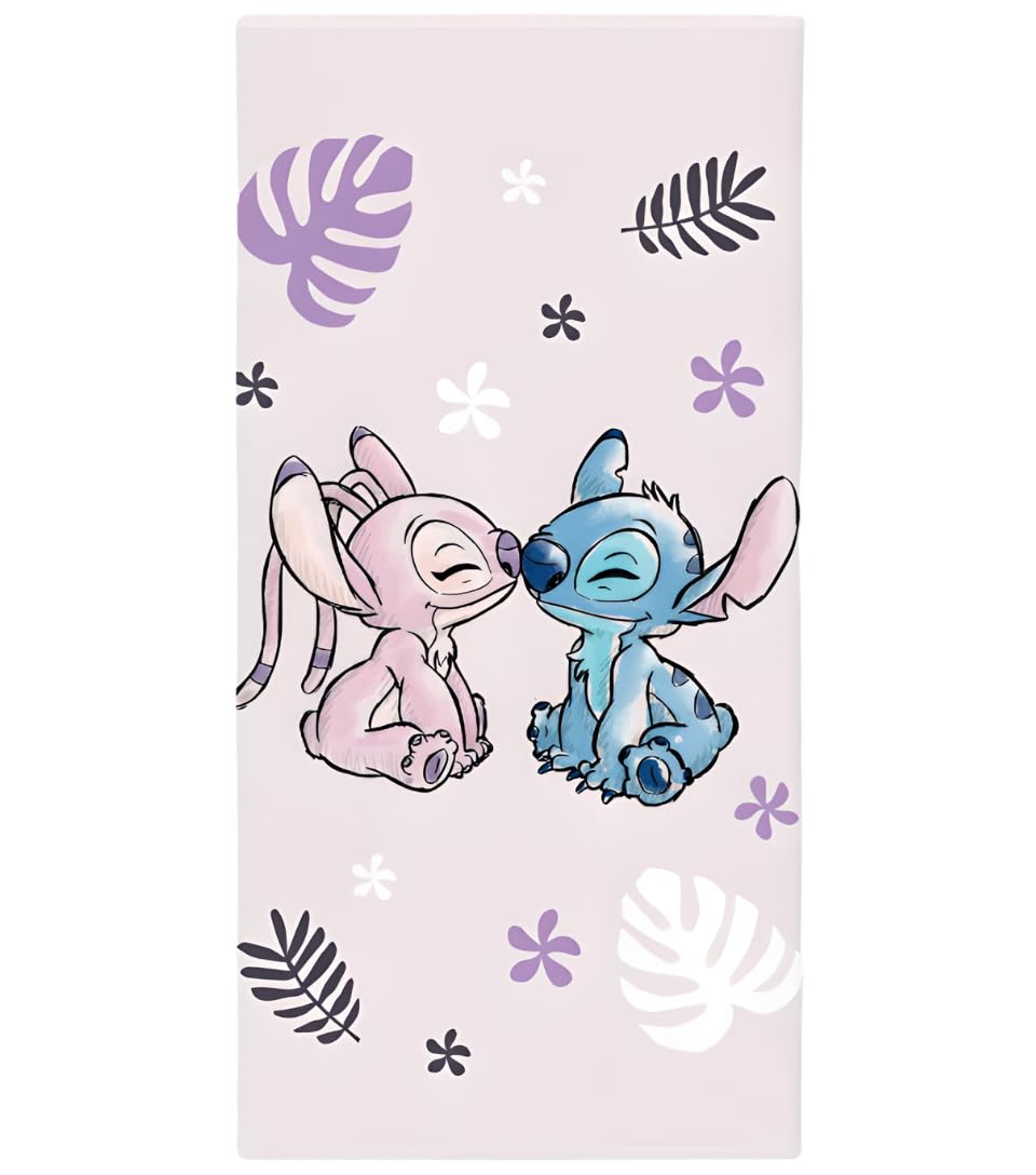 Brandmac Stitch & Angel Disney Beach & Bath Towel 70X140cm, 100% Cotton | Soft & Absorbent Kids Bath & Swim Towel | Official Stitch Towel | Ideal For Beach, Bath And Pool