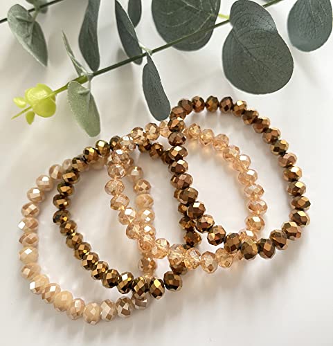 Wainis 24Pcs Bohemian Multi-Layer Crystal Beaded Stacking Bracelet For Women Versatile Stretch Strand Statement Wrap Stackable Shiny Crystal Bead Bracelets Pack #TOP6