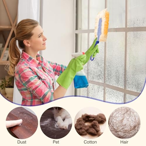 Image of 40 Count Duster Refills, Disposable Static Dust Removal Brush Replacement Head Compatible with Swiffer Duster Refills for Dusting Electronics Furniture Blinds Ceiling Fans, 1 Short Handle (Yellow)