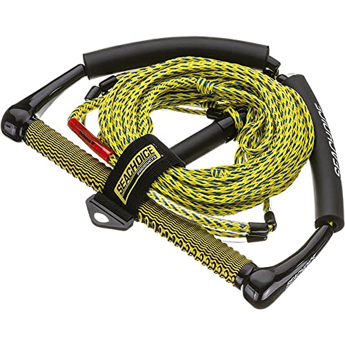 Seachoice 4-Section Wakeboard Rope, 70 Ft. Long, 15 In. Handle w/ Textured EVA Grip, 6 In. Trick Handle