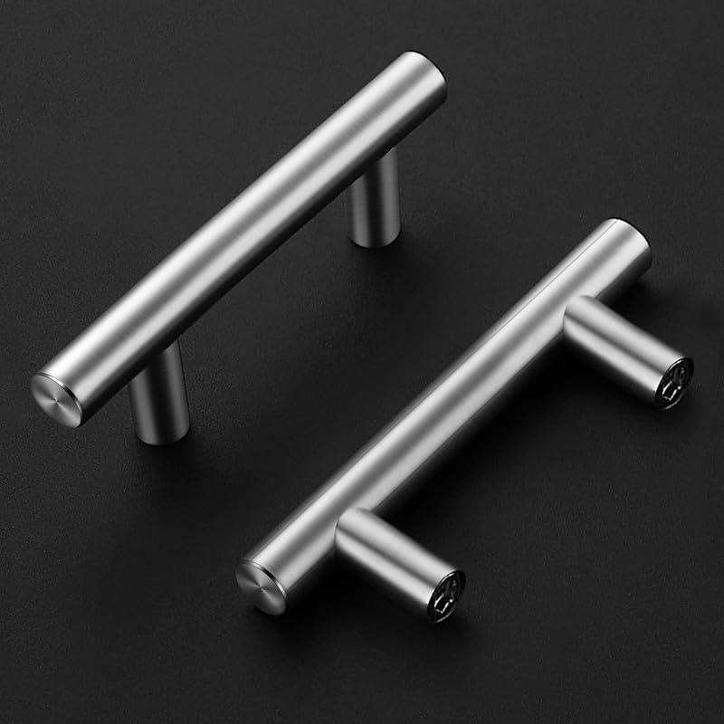 Ravinte Pack of 10 Silver Furniture Handles, T Bar Handles for Kitchen Cabinets 64 mm Hole Centre, Cabinet Handles - Image 2