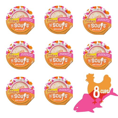 Purina Friskies Lil Soups Cat Food Topper, Salmon, 8 Count, 1.2 oz Cups - image 3