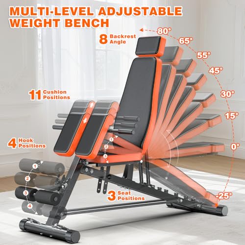 Fostoy 1000LBS Weight Bench Romen Chair, All-in-One Adjustable Workout Bench Press With Back Extension, Flat Incline Sit Up Benches for Home Gym Full Body Strength Training - Image 3