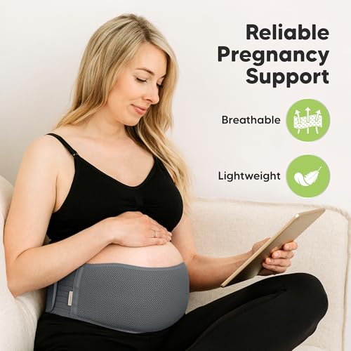 Image of Maternity Belly Band for Pregnancy - Soft & Breathable Pregnancy Belly Support Belt - Pelvic Support Bands - Tummy Band Sling for Pants - Pregnancy Back Brace (Mystic Gray, One Size)