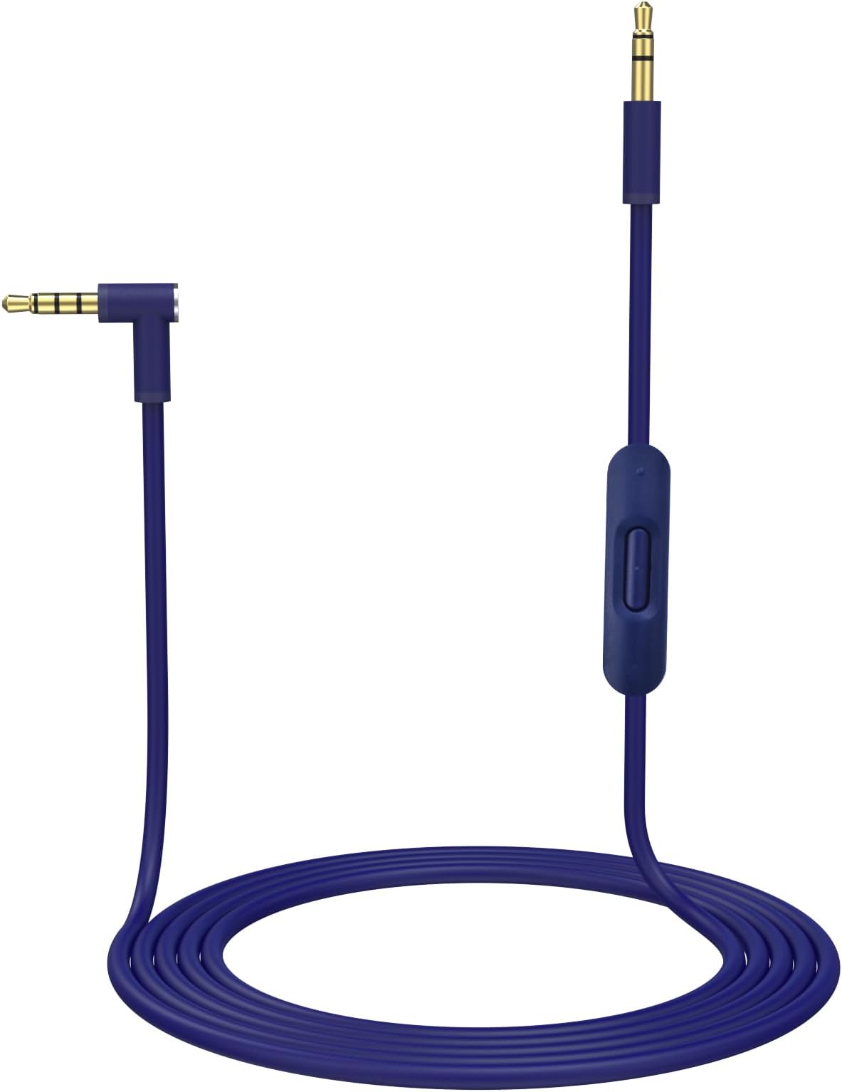 Replacement Solo Audio Cable Cord Wire with in-line Microphone and Control Compatible with Beats Headphones Solo, Studio, Pro, Detox, Wireless, Mixr, Executive Headphones(Blue)