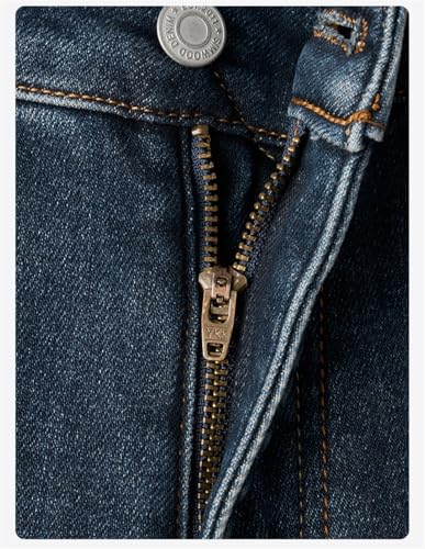 Men Spring Elastic Brushed Liner Fabric Jeans Vingtage Denim Trousers CT03 343