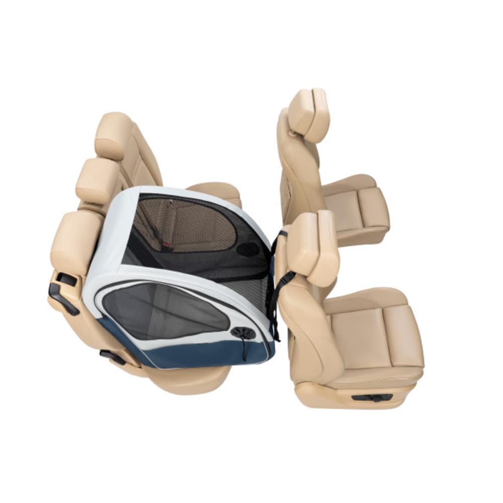 PetSafe Happy Ride - Transportín de Viaje Plegable - Estructura de Aluminio, Ventanas de Malla, Bolsillos y Acceso para Cinturón de Seguridad
