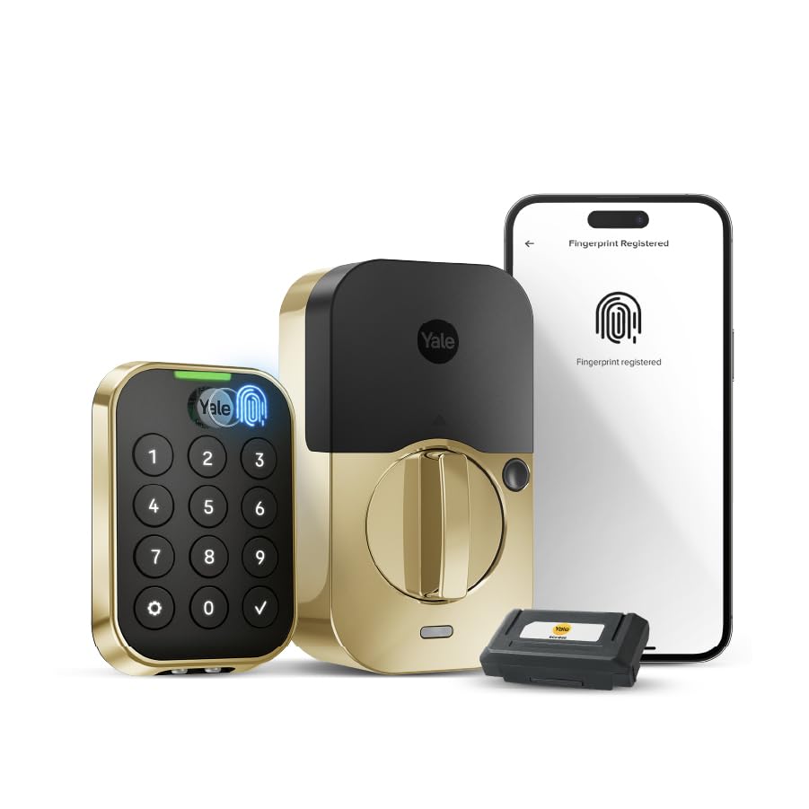 Image of Yale Assure Lock 2 Touch Deadbolt, Lifetime Brass Key-Free Smart Lock with Wi-Fi Connected Keypad and Fingerprint Scanner for Code Entry and Remote Access, YRD430-F-WF1-P05