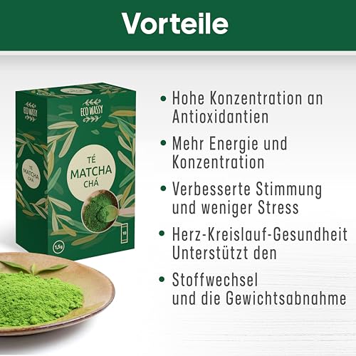 Zertifizierter JAPANISCHER Matcha-Tee. 100 Dosen, zeremonielle Qualität. 100 einzelne Sticks für einfachen Transport. 100% natürliches Matcha-Pulver. Reduzierer, Entgifter und Antioxidans. (100 Stick