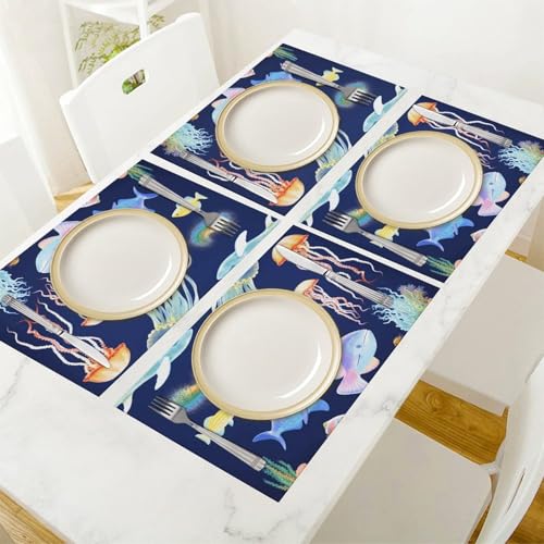 Sets de table motif marin lavables pour protéger la table des taches et de la chaleur - 7
