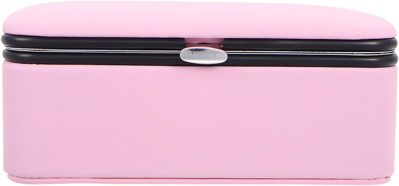 Milisten Travel Jewelry Box for Women, Portable Small Pu Leather Jewelry Organizer with Earring and Ring Holder, Pink Compact Design for Travel and Home Storage