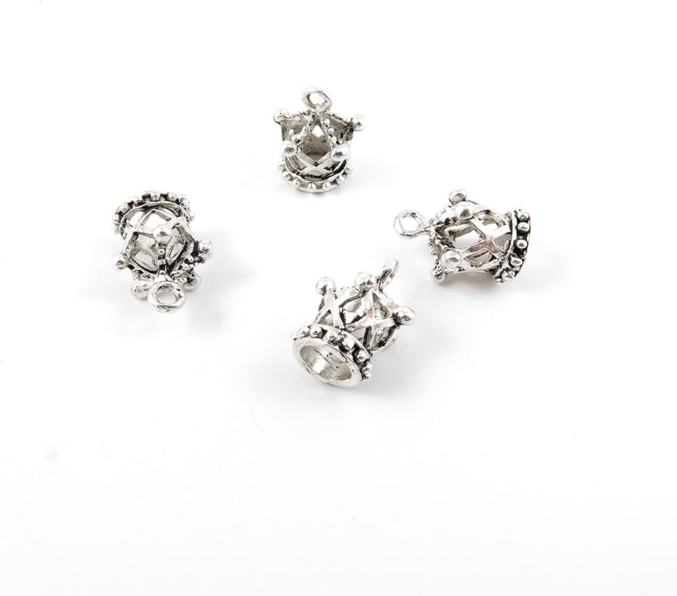290 Pieces Antique Silver Tone Jewelry Making Charms B6EF2 3D Crown Pendant Ancient Findings Craft Supplies Bulk Lots