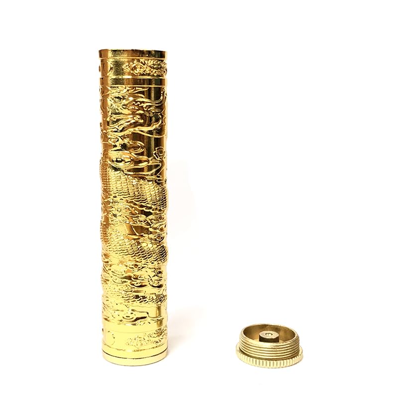 Miniatura 2 de Estuche de cigarrillos de metal retro con diseño de dragón en relieve, estuche portátil hermético para cigarrillos impermeable (dragón dorado)