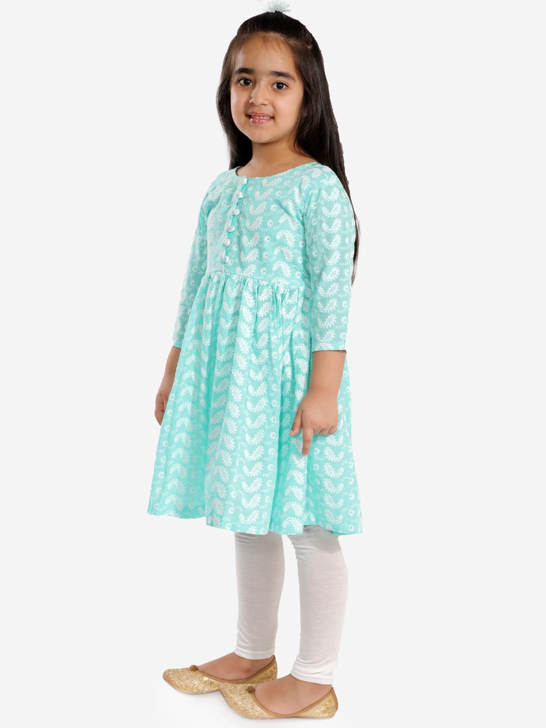 VASTRAMAY Kurta Conjunto de algodón para niña – Bordado Chikankari EID Festival