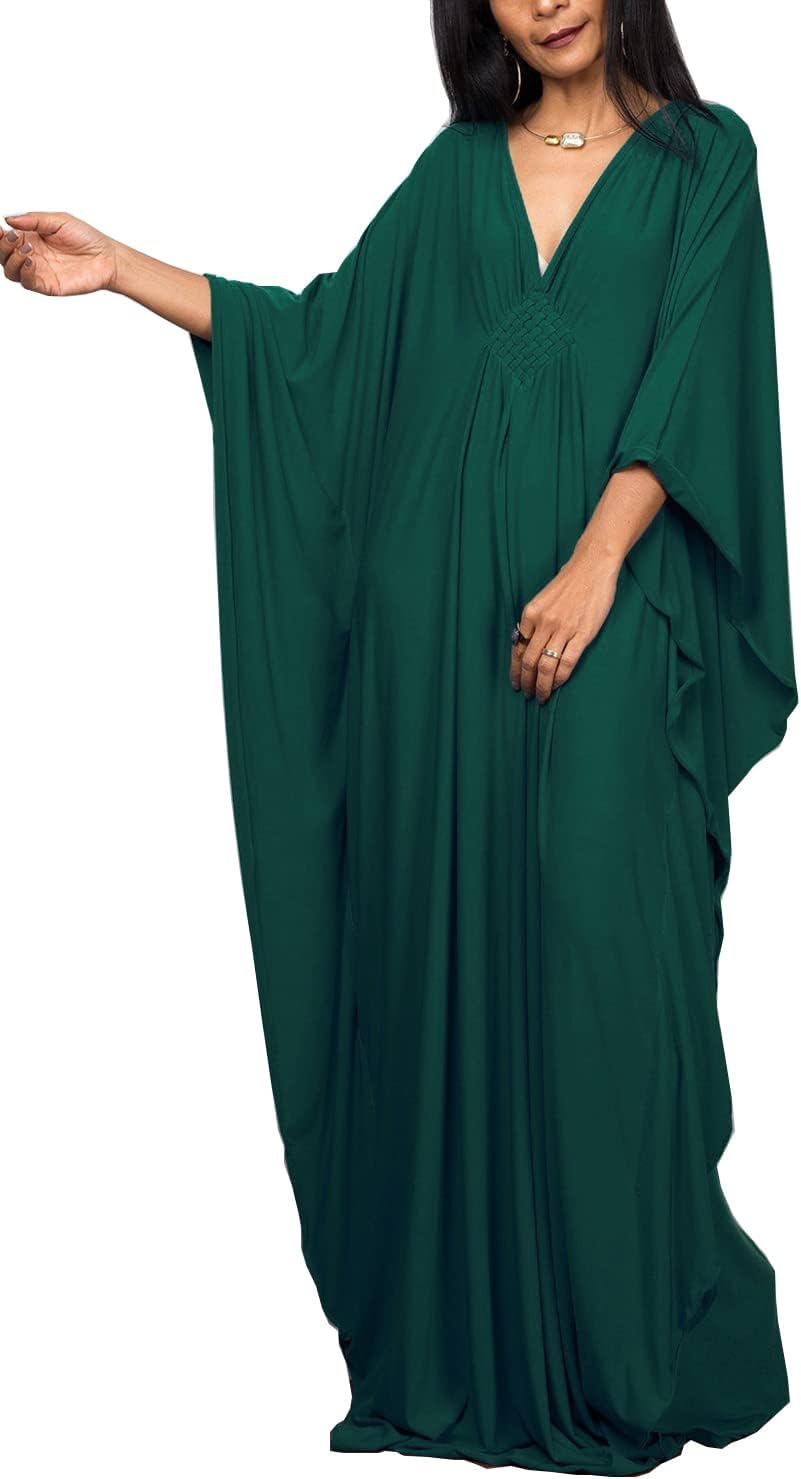 Wemen's Long Kaftan Maxi Dress Boho Swimsuit Beach Cover Up Robes One Size Loungewear