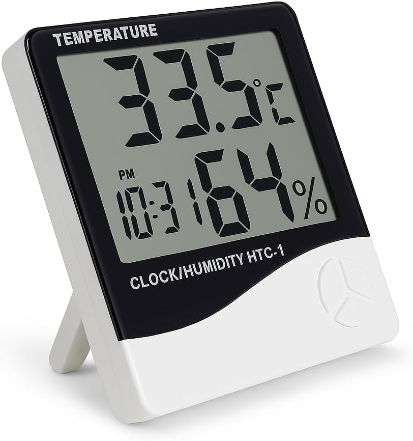 FreshDcart Room Temperature Thermometer with Humidity Meter โ Accurate Indoor Sensor, Clear LCD Display, Digital Wall Clock Thermometer, Real-Time Monitoring, Ideal for Home, Office, Comfort & Health