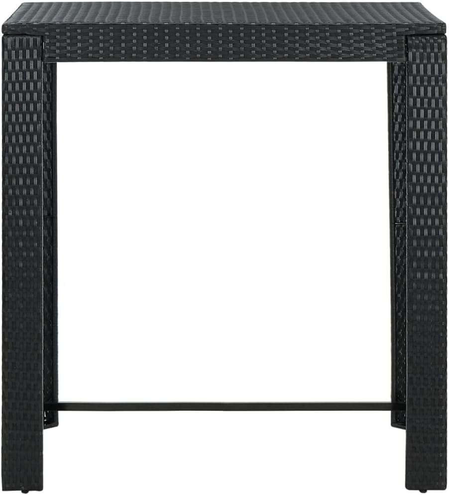 5 Piece Patio Bar Set with Cushions,Outdoor Furniture,Backyard Decor,Outdoor Table Chairs,Perfect for Indoor, Outdoor Garden, Lawn, and Backyard. Poly Rattan Black