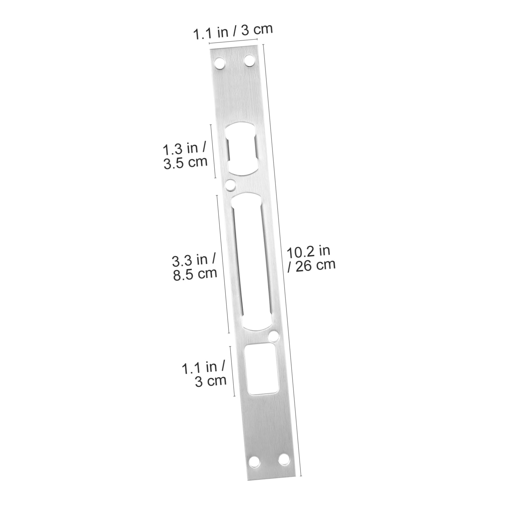 Lurrose 9 Ensembles Gâche De Porte Noire Frapper Plaque De Recouvrement De Trou De Porte Plaque De Verrouillage De Porte Intérieur Acier Inoxydable Silver 2 Pièces * 9