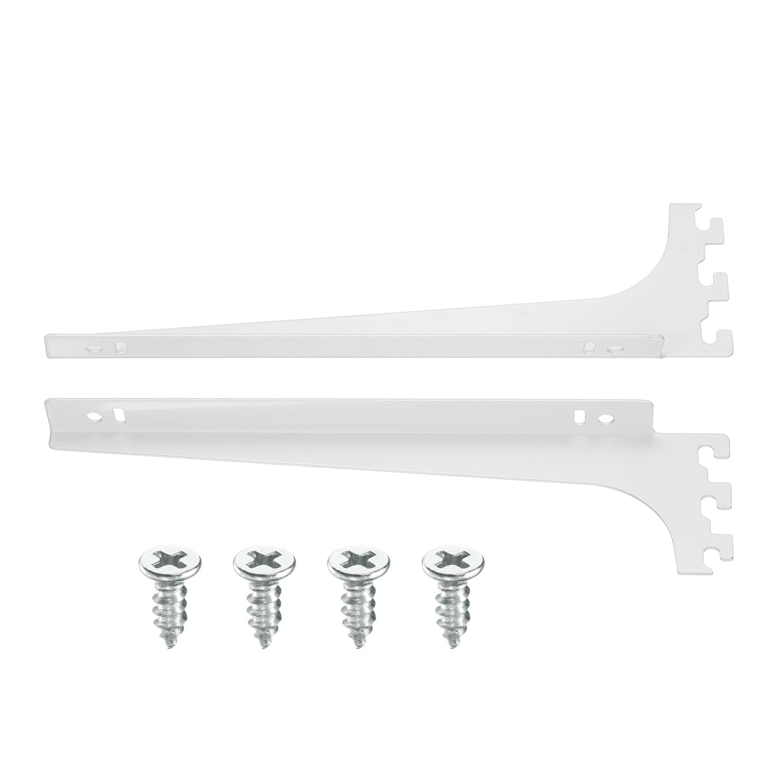 sourcing map 2Pcs Adjustable Shelf Bracket, 263mm Upright Bracket Shelf Bracket, Glass Shelf Support with Screws for Bookshelf Wall Storage Wardrobe Kitchen Closet (1.5mm Thick, White)