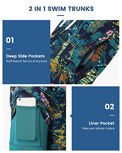Image of maamgic Mens 5 Inch Stretch Swimming Shorts Compression Liner Swim Trunks Swimwear Bathing Suits Beach Wear Swim Suits