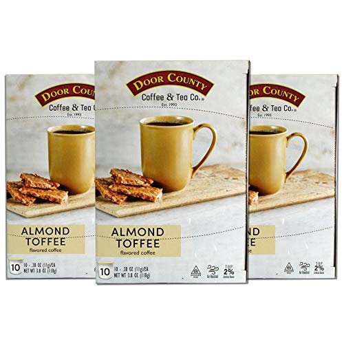 Door County Coffee, Almond Toffee Single Serve Cups For Keurig Brewers, Almond Toffee Flavored Coffee, Medium Roast, Ground Coffee, 30 Count #TOP1