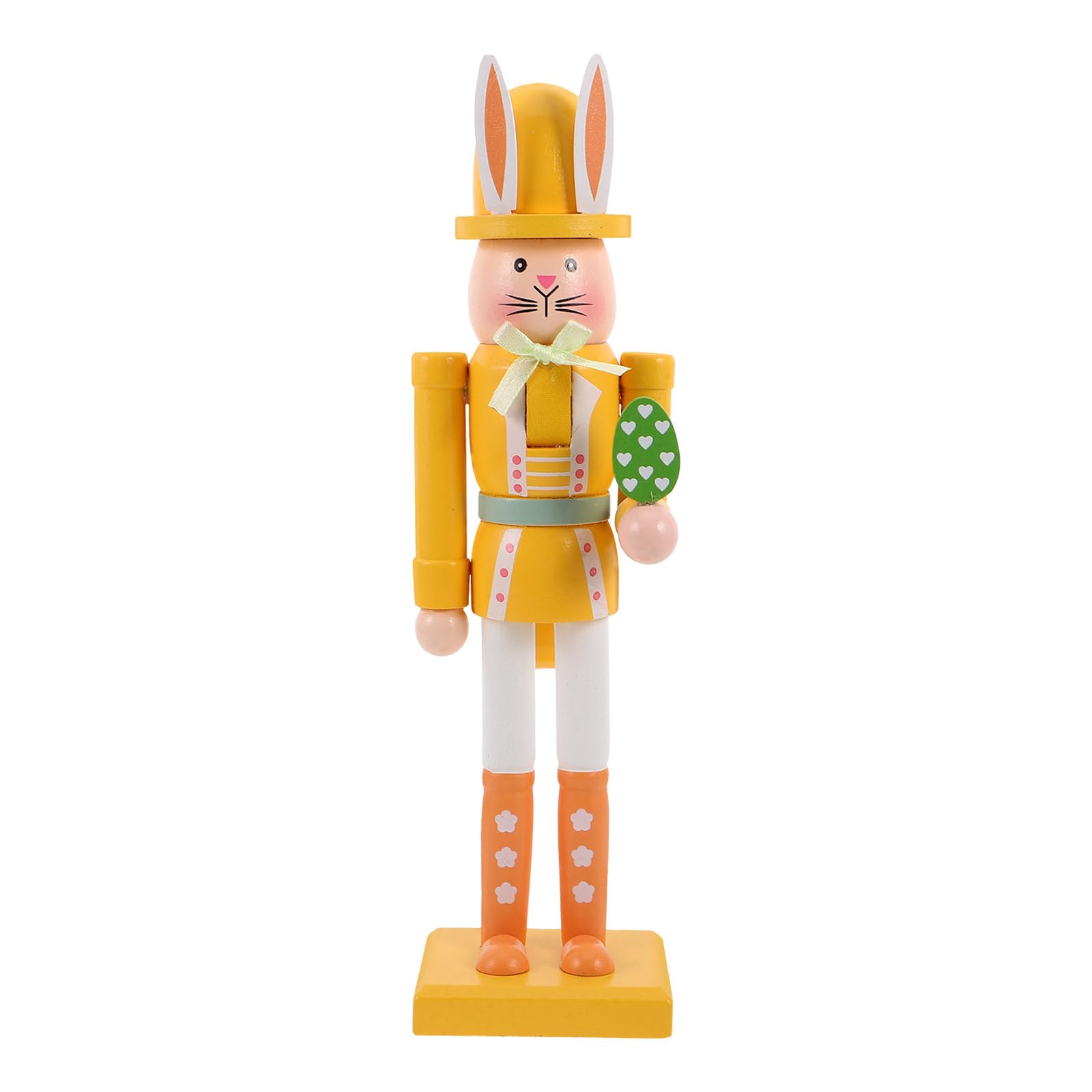 Figurine Casse-Noisette de Pâques en Bois Jaune 30 Cm Déco Intérieur Table Rustique SHINEOFI