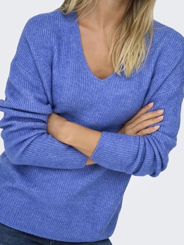 ONLY Damen ONLCAMILLA V-Neck L/S Strickpullover KNT 15204588, Ultramarine/Detail:Melange,XS – Ansicht 7
