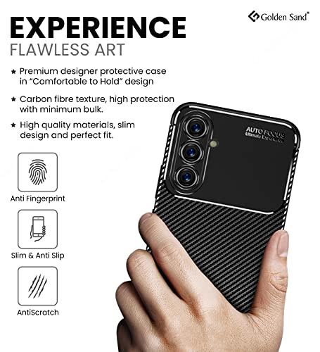 Image of Golden Sand for Samsung Galaxy A54 5G Cover Drop Tested Shock Proof Slim Armor Aramid Carbon Fibre Rugged TPU Case for Samsung Galaxy A54 5G, Black