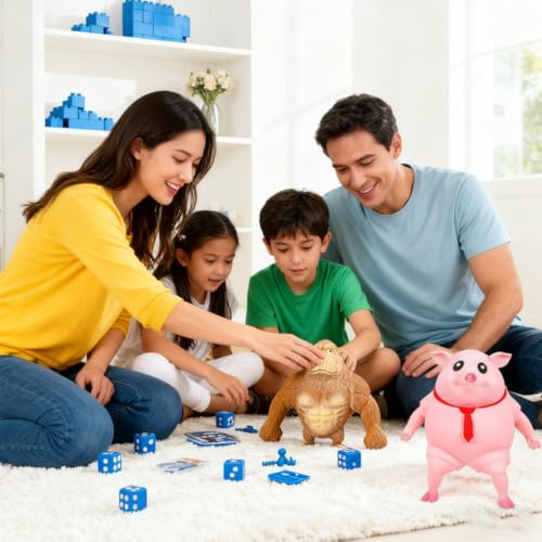 Gorilla Stressabbau Spielzeug und Piggy Squeeze Toy Set – Extrem Dehnbar & Robust, Schweine Quetschspielzeug, Anti-Stress Geschenk für Erwachsene, Lustiges Wut-Spielzeug für Zuhause und Büro