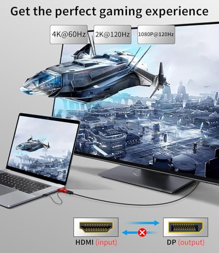 Adaptador HDMI a DisplayPort, 4K@60Hz, Cable USB Rojo miniatura 3