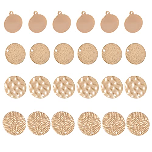 24pièce Texturées Métaux Clous Oreilles Rond Plat Doré Avec Boucles Oreilles Écrous Oreille Et Boucle Diy Clous D'oreille En Métal Pour Bricolage Fabrication De Boucles D'oreilles Pendantes Cover