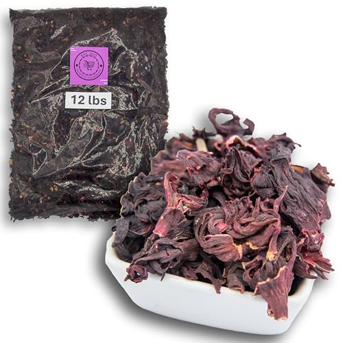 12 lbs Hibiscus Flowers - Flor de Jamaica Bag, Dried Hibiscus Bulk Flowers - Ideal for Juices, infusions and hibiscus flower teas - Despensa Colombiana