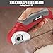 Cardboard Cutter, Rotary Cutter, Cordless Electric Scissors with Security Switch, SK5 Steel Blade, Lightweight Electric Crafting Shears for Leather, Fabric, Package,Carpet, Plastic, Box Cutting（Red）