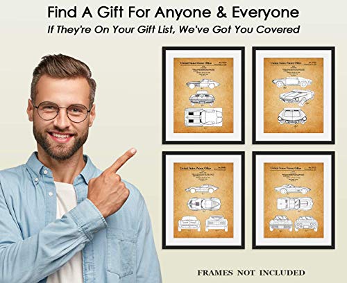 Vintage Corvette Patent Print, Aesthetic Wall Posters And Unique Art Prints Picture For Bathroom, Home, Man Cave, Dorm, Office & Bar Wall Decor Poster | Set Of 4 Unframed Posters 8X10" #TOP7